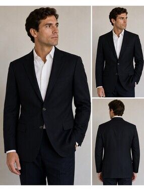 Gianfranco Ruffini Italy Black Blazer 44L Marzotto Super 100’s Wool Sport Coat